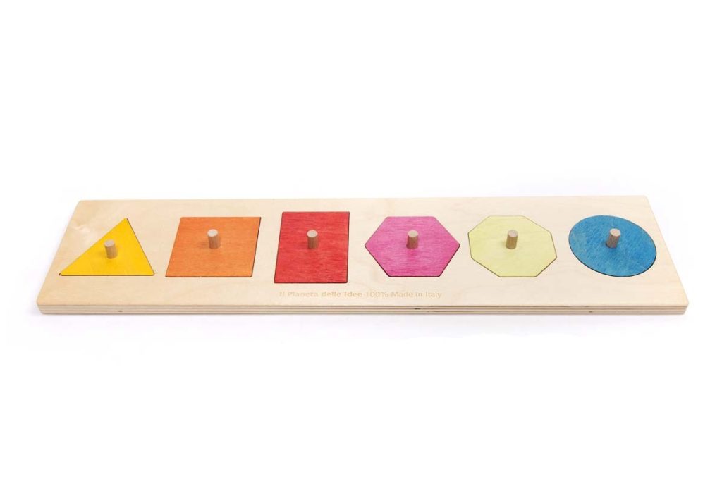 Incastri logici colorati in legno, prodotto artigianale in legno, Il Pianeta delle Idee